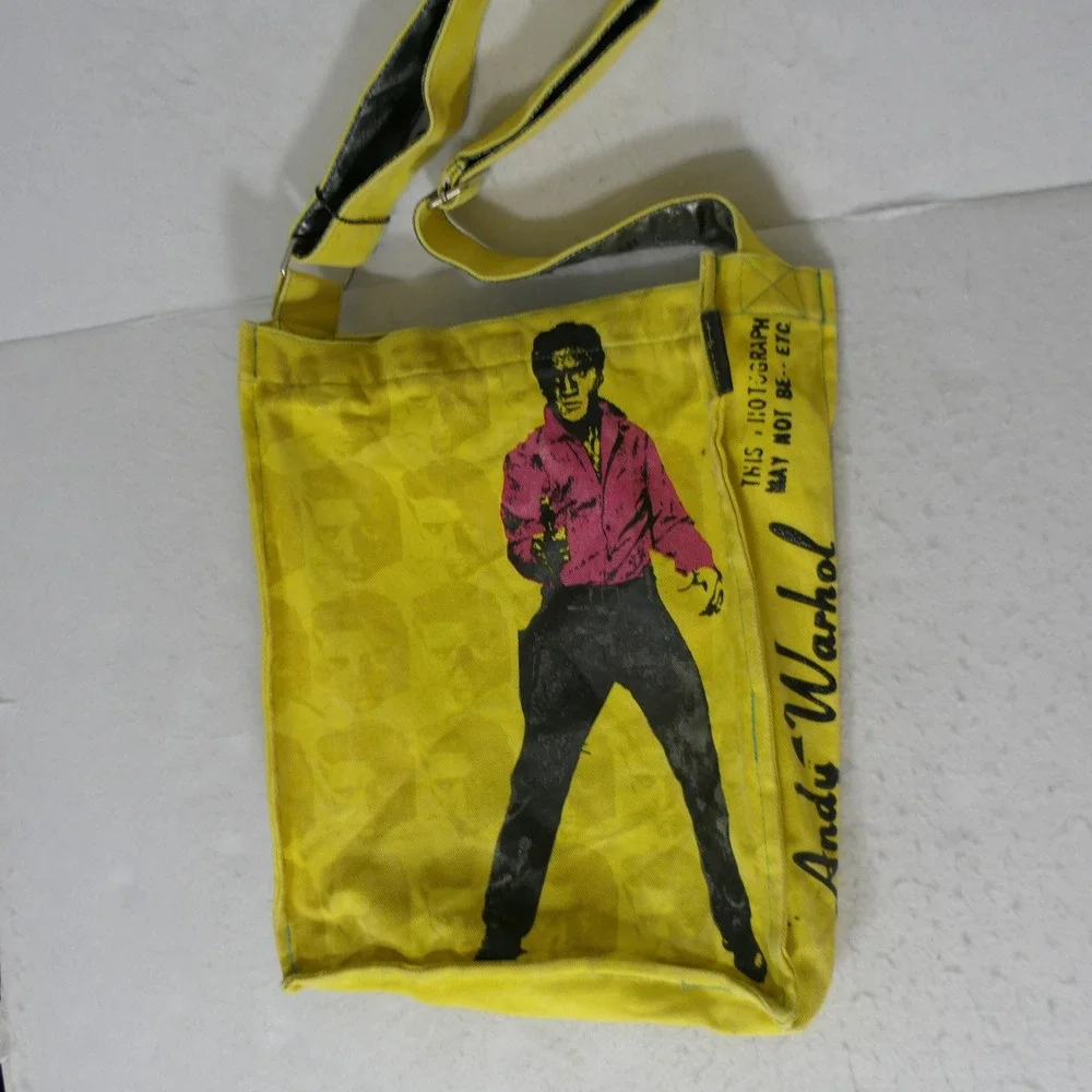 Andy Warhol Unisex Messenger Bag L Yellow Elvis Pop Art Indie Grunge